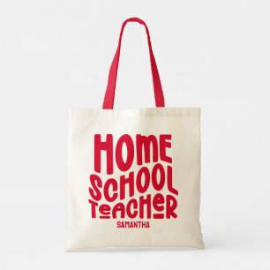 Tote Bag Professeur à domicile   Conception de texte rouge