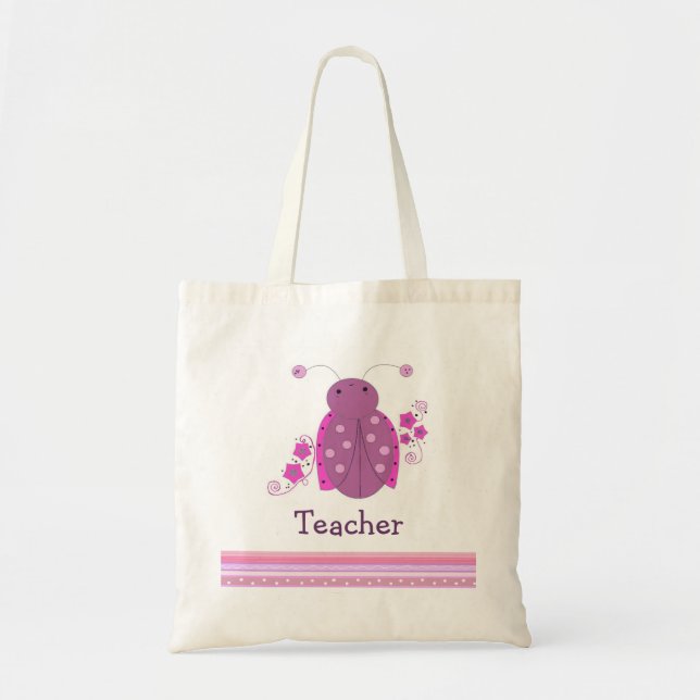 Tote Bag Professeur coccinelle rose et violet (Devant)