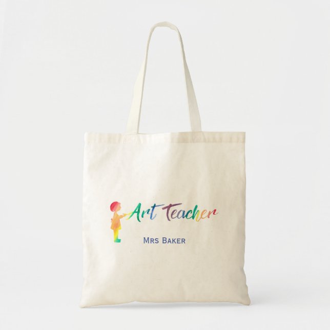 Tote Bag Professeur d'art personnalisé d'aquarelle (Devant)