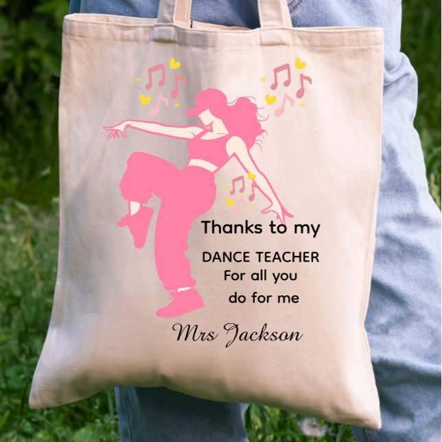 Tote Bag Professeur de danse personnalisé, appréciation de  (Créateur téléchargé)