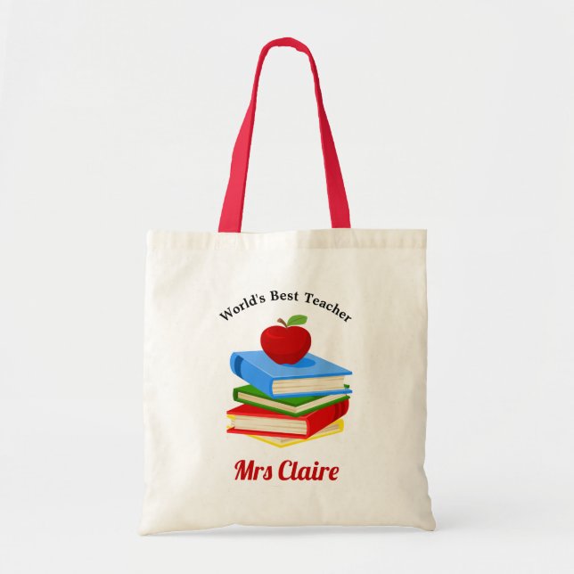 Tote Bag Professeur de livre et d'Apple personnalisé (Devant)