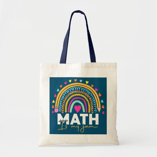 Tote Bag Professeur de maths Rainbow Leopard Math est ma co (Devant)