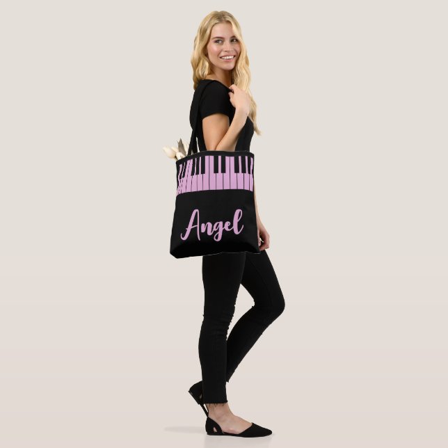 Tote Bag Professeur de Musique Clavier de Piano Rose Nom So (Sur le modèle)
