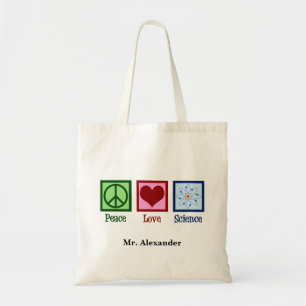 Tote Bag Professeur de science Peace Love personnalisé