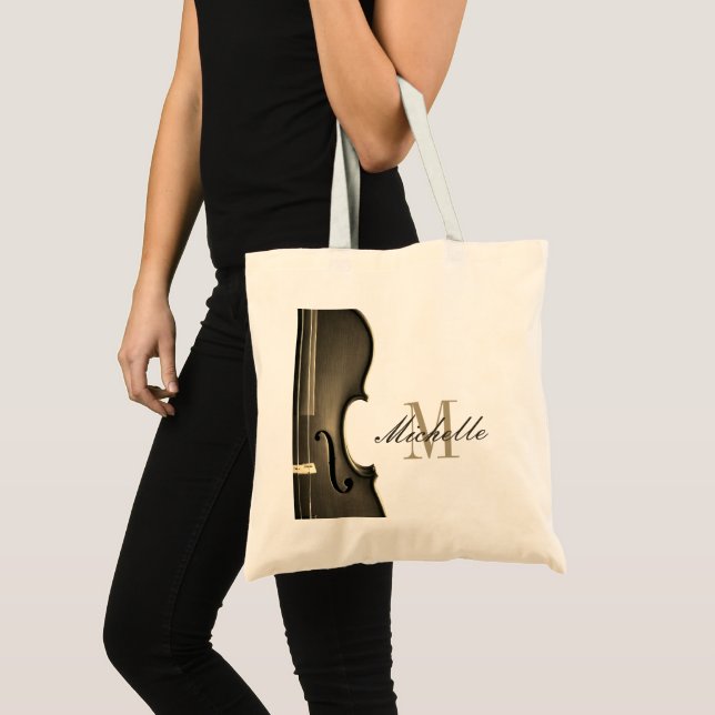 Tote Bag Professeur de violon et élève au nom personnalisé  (Devant (produit))