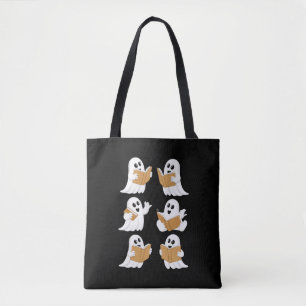 Tote Bag Professeur Halloween Fantôme Lecture Livres Biblio