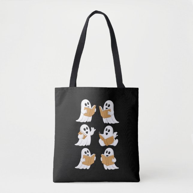 Tote Bag Professeur Halloween Fantôme Lecture Livres Biblio (Devant)
