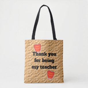 Tote Bag Professeur Merci Bright Red Apple Appréciation