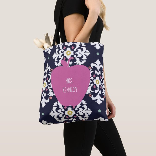 Tote Bag Professeur rose d'Ikat Apple (De près)