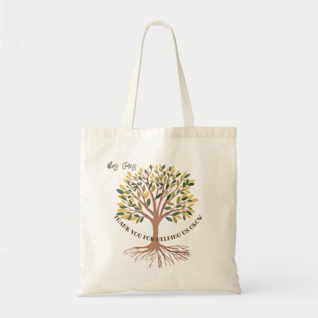 Tote Bag professeur tree merci de nous avoir aidés à grandi (Devant)