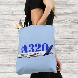 Tote Bag Profil de dessin d'aquarelle d'Airbus A320