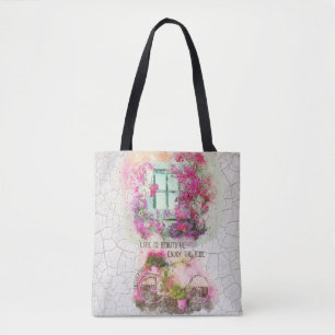 Tote Bag Profitez De La Promenade   Vélo Aquarelle Avec Fle