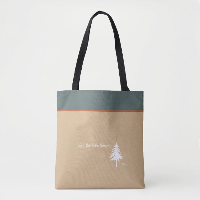 Tote Bag Profitez des petites choses Monogram Tree Tan vert (Devant)