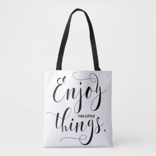 Tote Bag Profitez Des Petites Choses Motif De Calligraphie