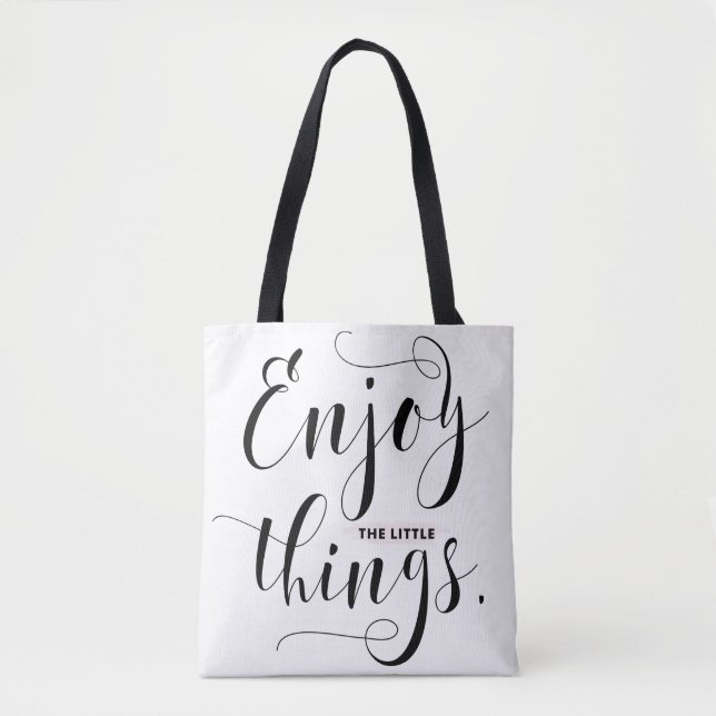 Tote Bag Profitez Des Petites Choses Motif De Calligraphie  (Devant)