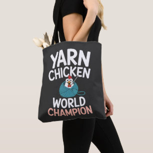 Tote Bag Projet Champion de Poulet en Fil à Crochet Fantais