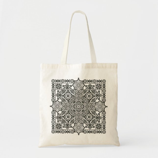 Tote Bag Projet de point de croix inspiré Folk (Devant)