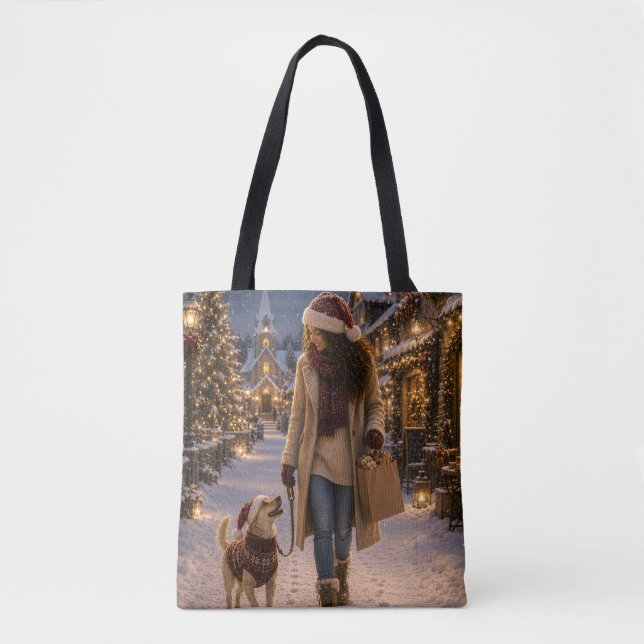 Tote Bag Promenade de Noël avec Lina (Devant)