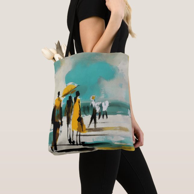 Tote Bag Promenade ensoleillée – Figures abstraites dans un (De près)