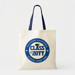 Tote Bag Promotion 2026 Bleu Élégant Diplômé Remise des dip