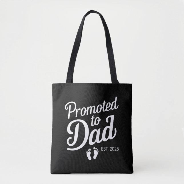 Tote Bag Promu À Papa EST 2025 Drôle Bientôt Être Papa (Devant)