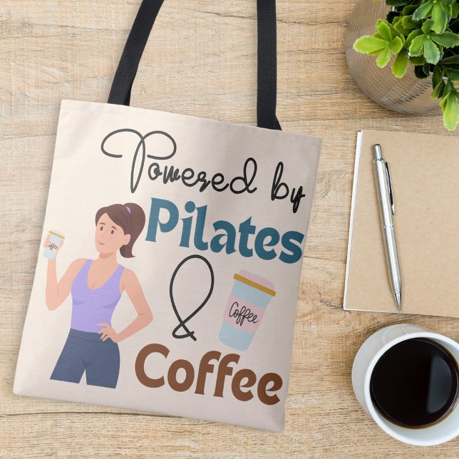 Tote Bag Propulsé par Pilates et Coffre de café Fitness Yog (Powered by Pilates & Coffee Pilates Quote Yoga Fitness Tote Bag)