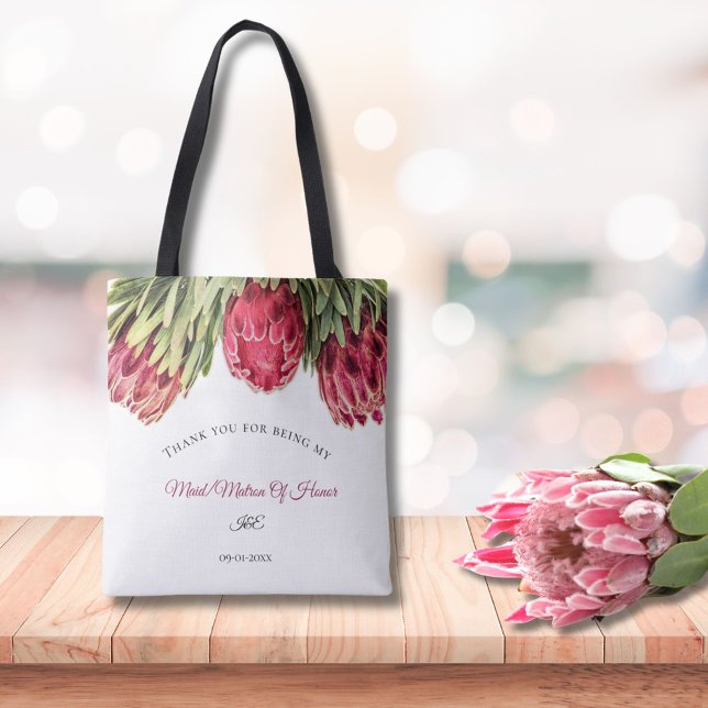 Tote Bag Proteas Rose Moderne Mariage Floral Maid Of Honor (Créateur téléchargé)