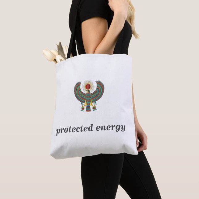 Tote Bag Protect Your Energy Horus Eye Egyptian Symbol Desi (De près)