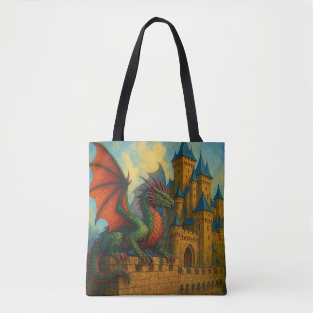 Tote Bag Protecteur de château de dragon médiéval (Devant)