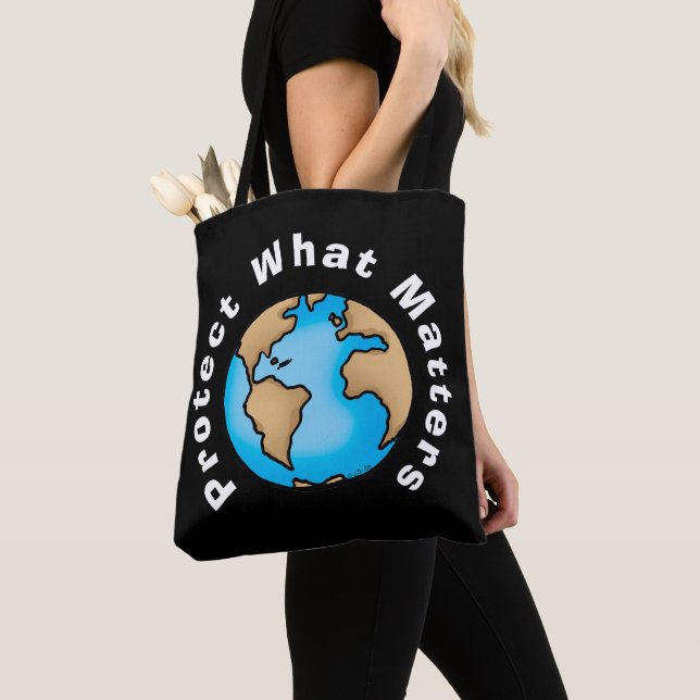 Tote Bag Protéger ce qui compte Éco Terre Design (De près)