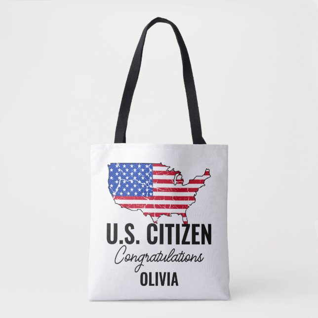 Tote Bag Proud New U.S. Citizen – American Map  (Devant)