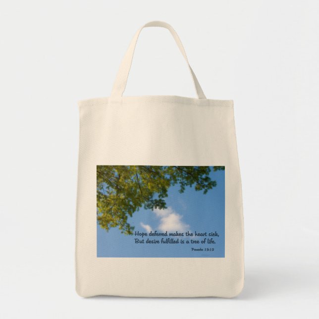 Tote Bag Proverbes 13:12 L'espoir différé rend le coeur mal (Devant)