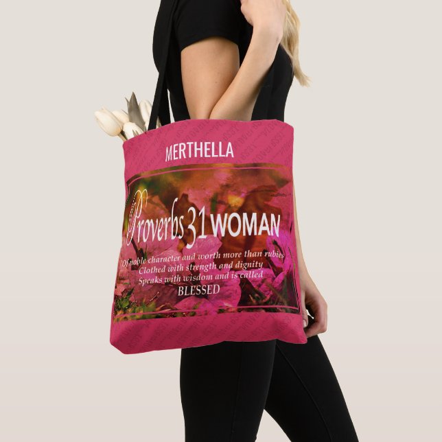 Tote Bag Proverbes roses 31 Femme (De près)