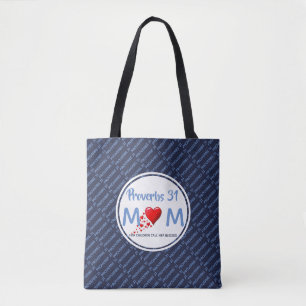 Tote Bag PROVERBS 31 Fête des mères Anniversaire bleu