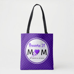 Tote Bag PROVERBS 31 Fête des mères Anniversaire violet