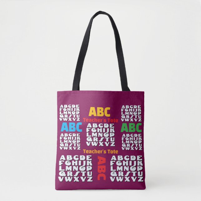 Tote Bag Prune de l'alphabet de l'instituteur (Devant)
