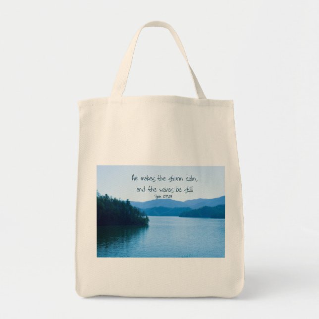 Tote Bag Ps 107:29 Il calme la tempête (Devant)
