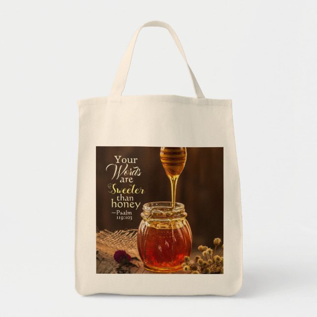 Tote Bag Psaume 119:103 Vos mots sont plus doux que le miel (Devant)