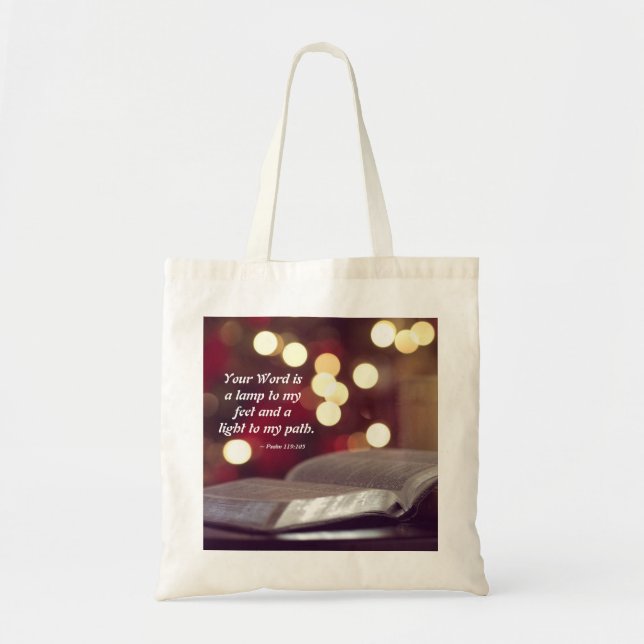 Tote Bag Psaume 119:105 Ta Parole est une Lampe à mes pieds (Devant)
