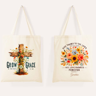 Tote Bag Psaume 136:1   2 Pierre 3:18 Citation de la Bible 
