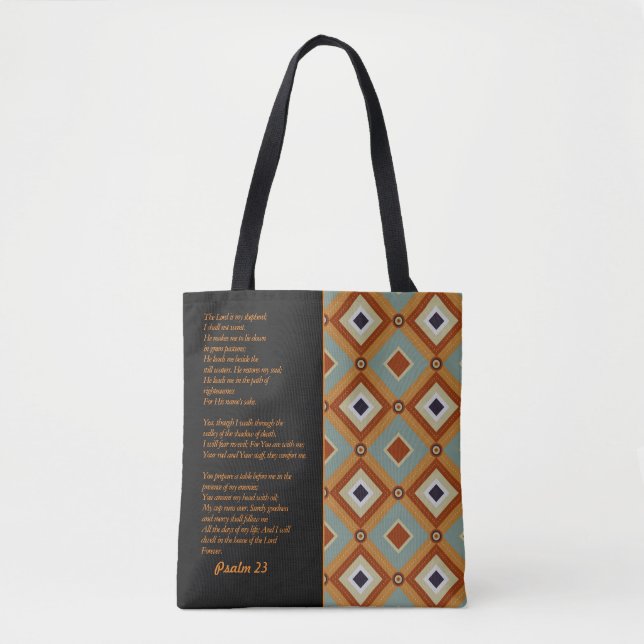 Tote Bag Psaume 23 Verse de la Bible, Impression Rétro (Devant)