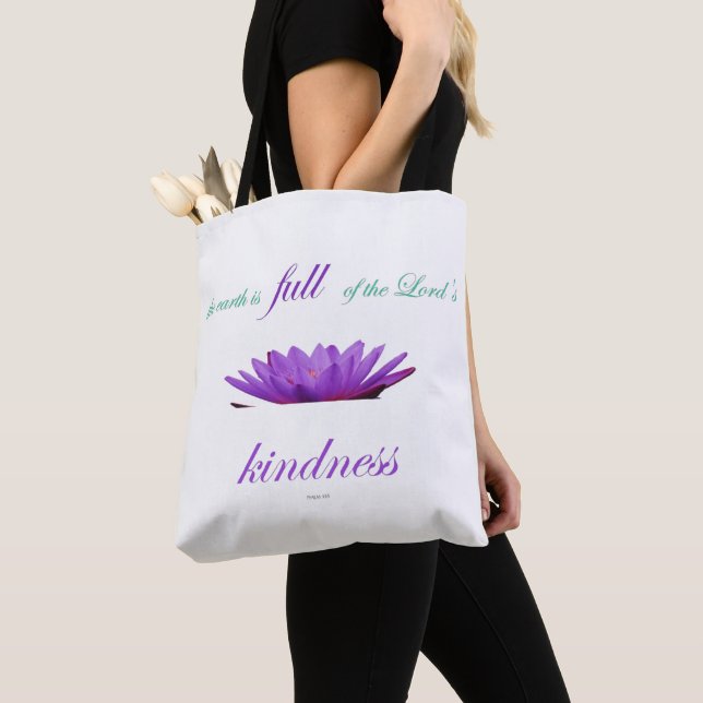 Tote Bag psaume 33 bonté au lotus pourpre (De près)