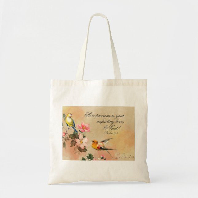 Tote Bag Psaume 36:7 Quelle Préciosité votre amour indéfect (Devant)