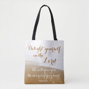 Tote Bag Psaume 37:4 Plaisir dans le Seigneur, océan