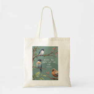 Tote Bag Psaume 46:10 Bible chrétienne Verse Image