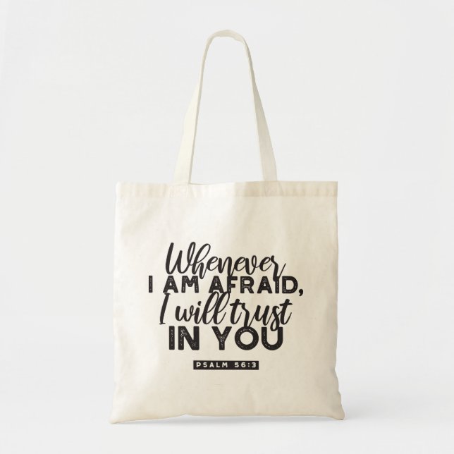 Tote Bag Psaume 56:3 Bible Verse Art "Je ferai confiance en (Devant)