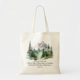 Tote Bag Psaume 61:2 Conduis-moi au Rocher Montagne des Écr