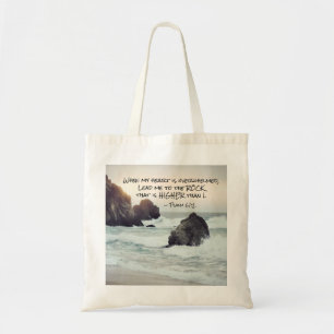 Tote Bag Psaume 61:2 Mène-moi au Rocher qui est Highe