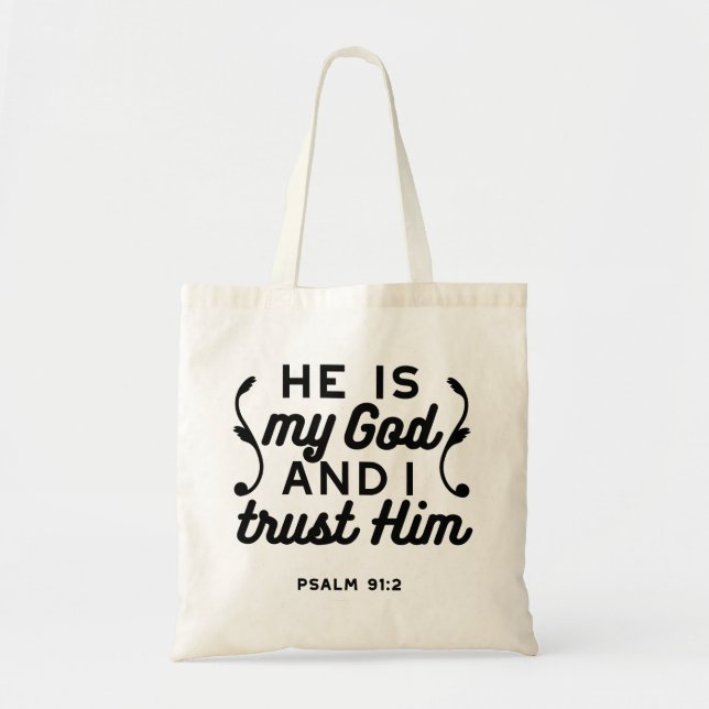 Tote Bag Psaume 91:2 – Verset de la Bible chrétienne de con (Devant)