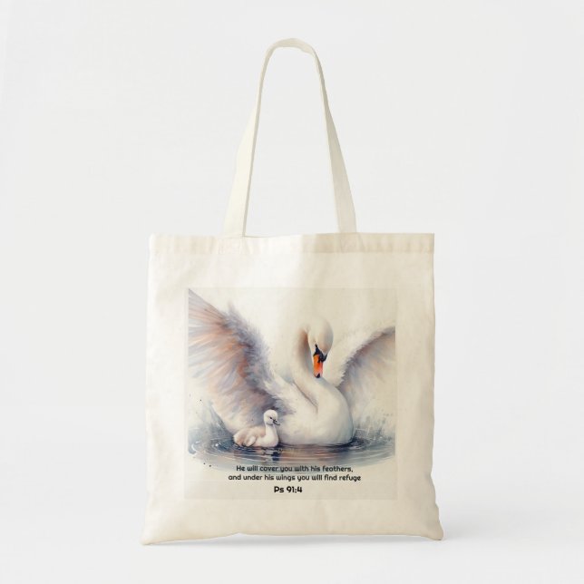 Tote Bag Psaume 91:4 Ailes Protection de Dieu Bible Écritur (Devant)